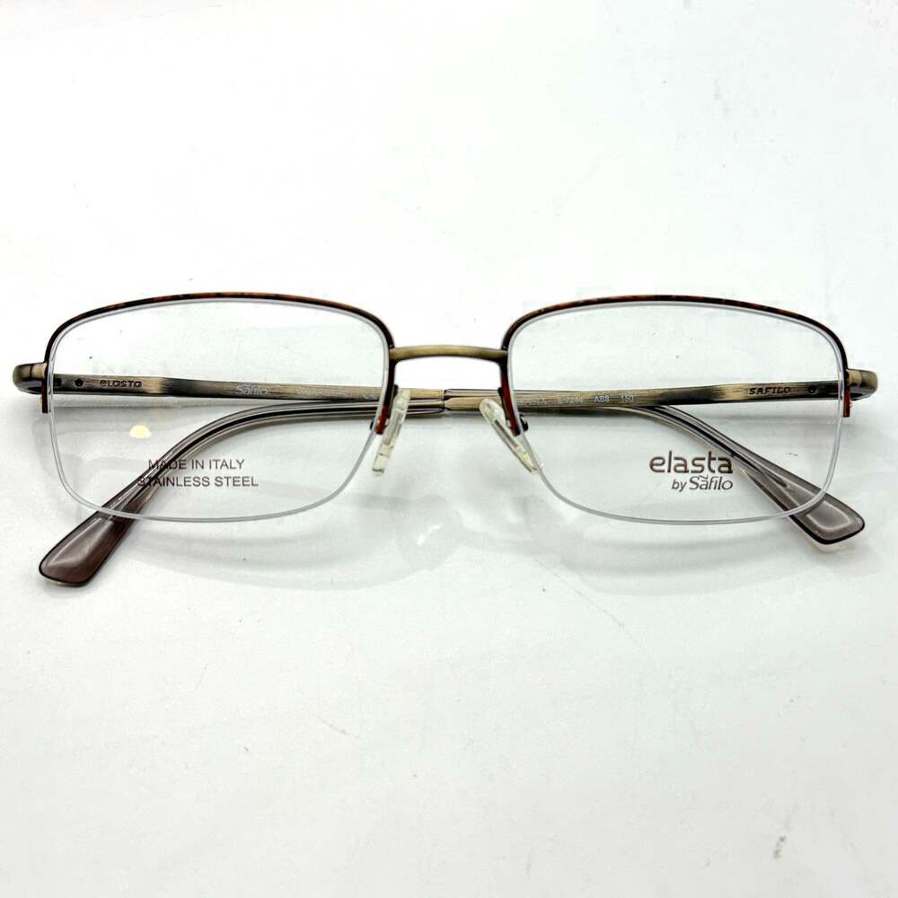 Elasta by Safilo Eyeglasses Frames E7244 AB8 Havana Gray Half Rim 56-19-150 New